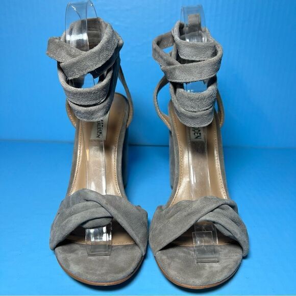 Steve Madden Womens Clary Grey Suede Ankle Wrap Heels 7.5 - Picture 2 of 11